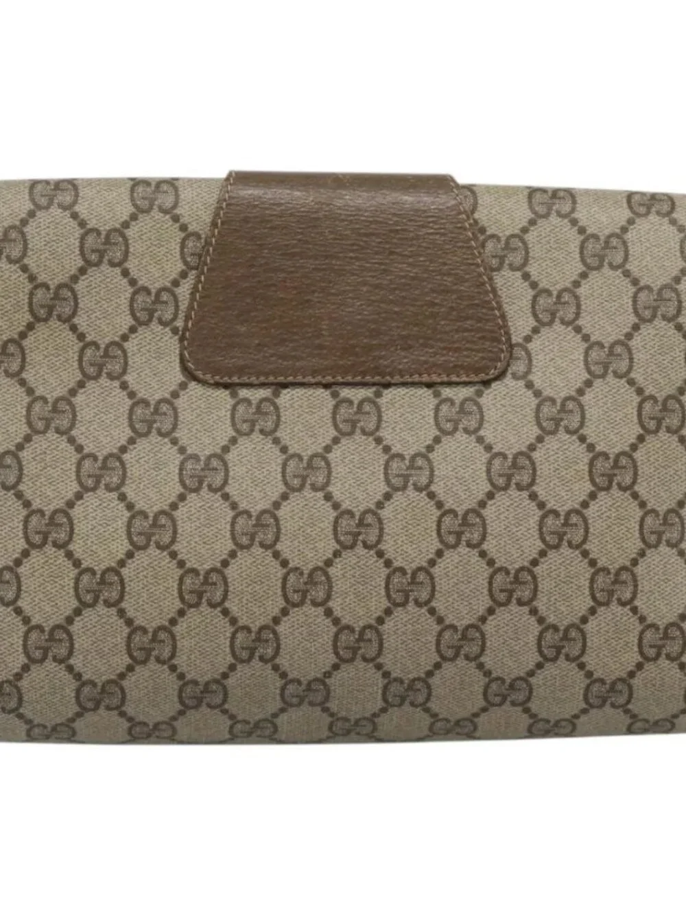 GUCCI GG Supreme Web Sherry Line Clutch Bag PVC Beige Gold 89 01 030 Auth 184406
